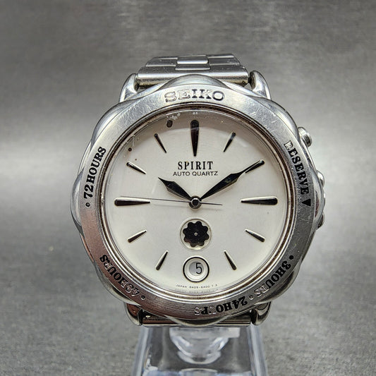Seiko Spirit Auto quartz Watch Men 38mm White Dial Steel Date 5M25-6A00 PARTS