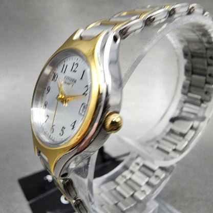 Citizen Watch Women 23mm Silver Dial Two Tone Date Round eu2254-51a New Batt B12
