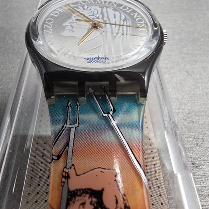 Swatch Le Poème Watch Men 34mm Silver Dial Black Case GM123 New Battery NOS6