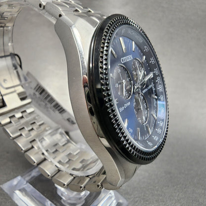 Citizen Eco-Drive Chronograph Classic Watch Men 43mm Blue Dial Steel BL5568-54L