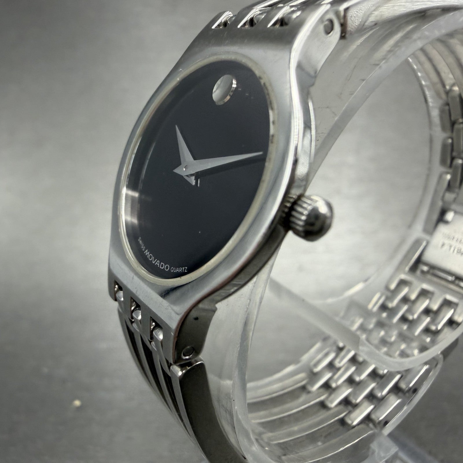 Movado Esperanza Watch Women 23mm Black Dial Silver Tone Round 84-25-811-4 PARTS3