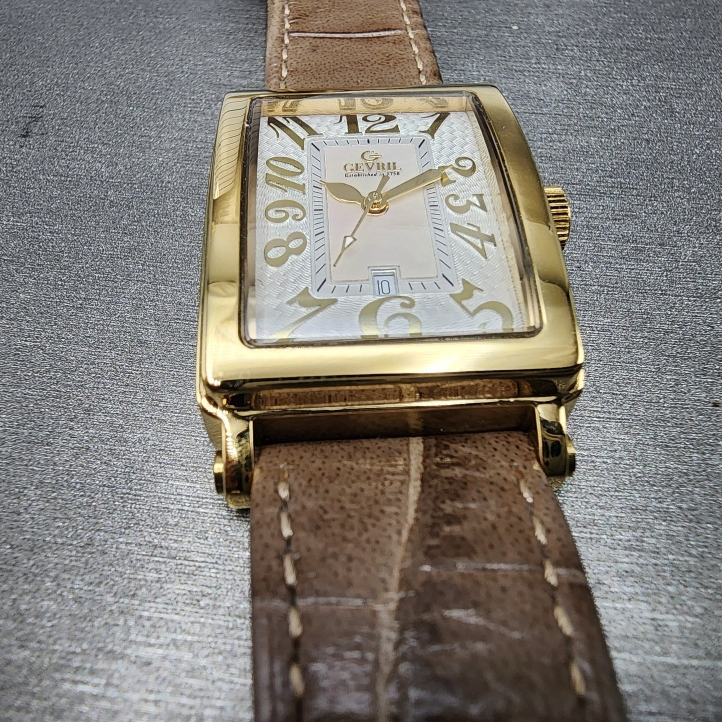 Gevril Avenue Of Americas Watch Women 26mm MOP Dial Gold Tone Date Rectangle3