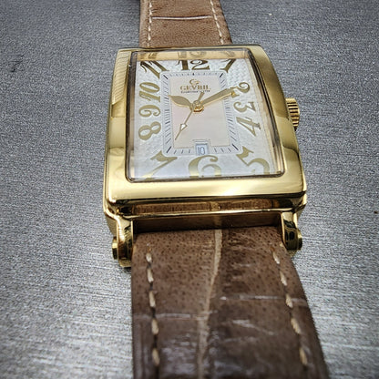 Gevril Avenue Of Americas Watch Women 26mm MOP Dial Gold Tone Date Rectangle3