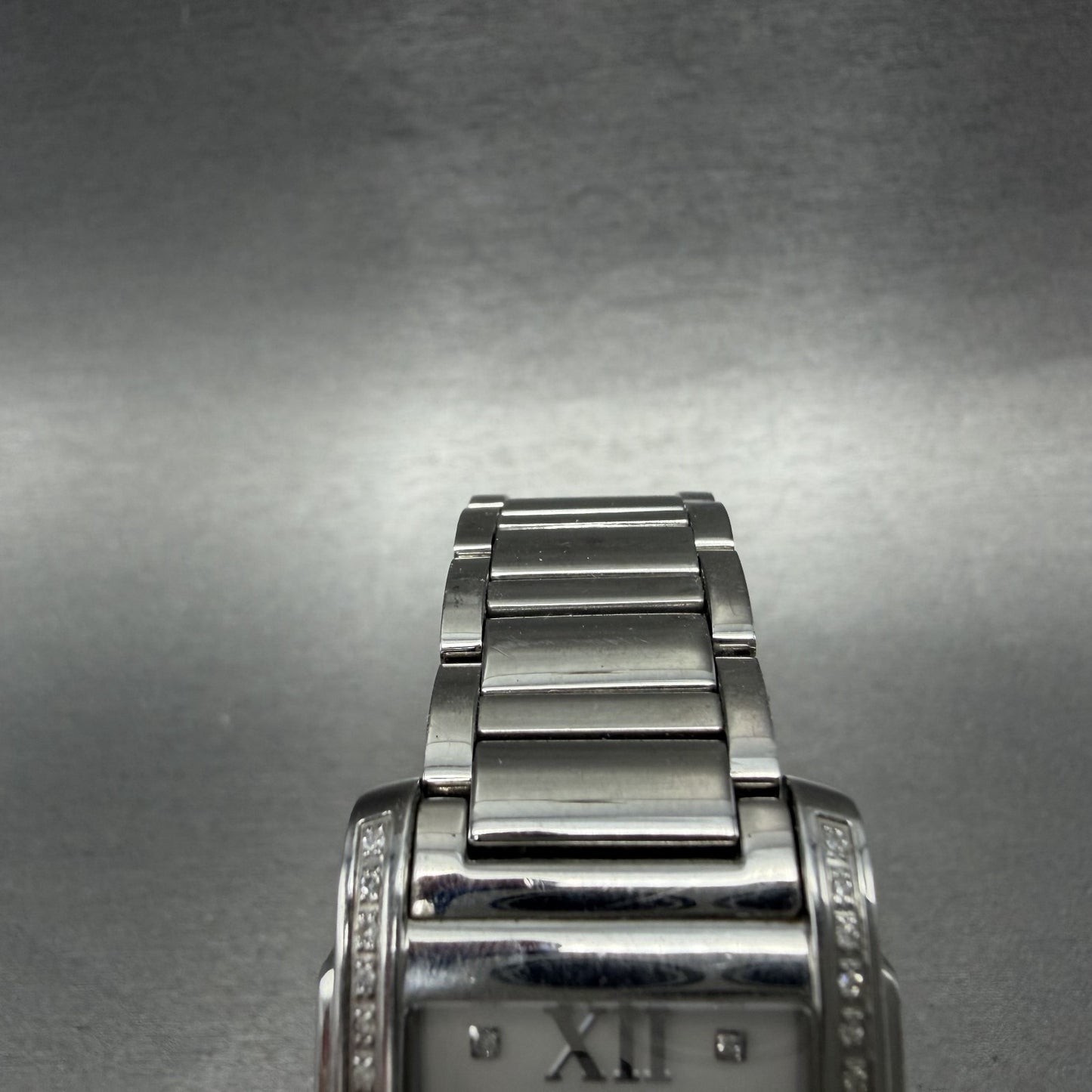 ESQ Tank Watch Women 25mm MOP Dial Silver Tone Rectangle Crystals New Battery4