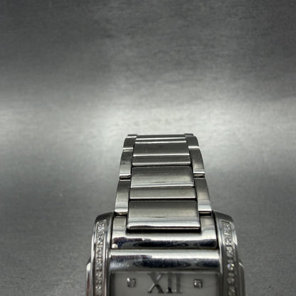 ESQ Tank Watch Women 25mm MOP Dial Silver Tone Rectangle Crystals New Battery4