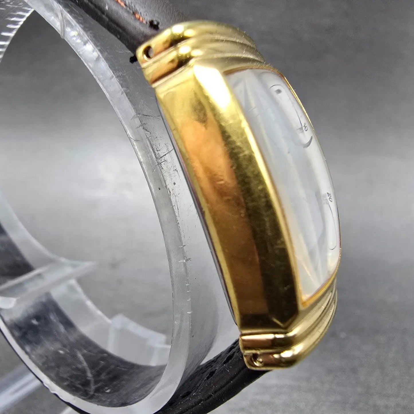 Hamilton Watch Women 19mm White Dial Gold Tone Small Seconds Rectangle New Batt3