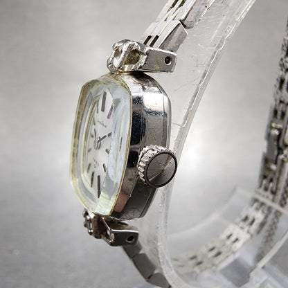 Seiko Solar Watch Women 15mm Silver Dial White Gold Plated Manual Wind Runs2