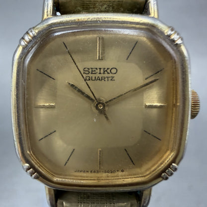 Seiko Watch Women 20mm Champagne Dial Gold Tone Rectangle 54215019 New Battery1