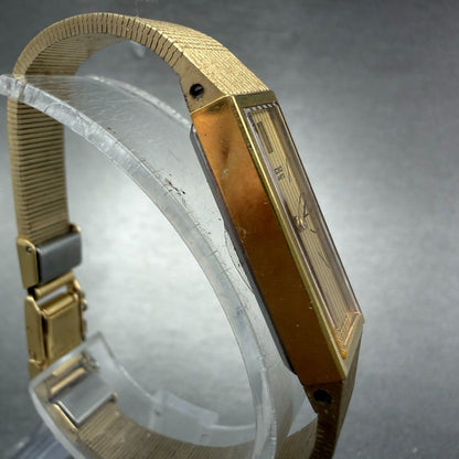 Seiko Tank Watch Women 12mm Champagne Dial Gold Tone 1320-5119 New Battery3