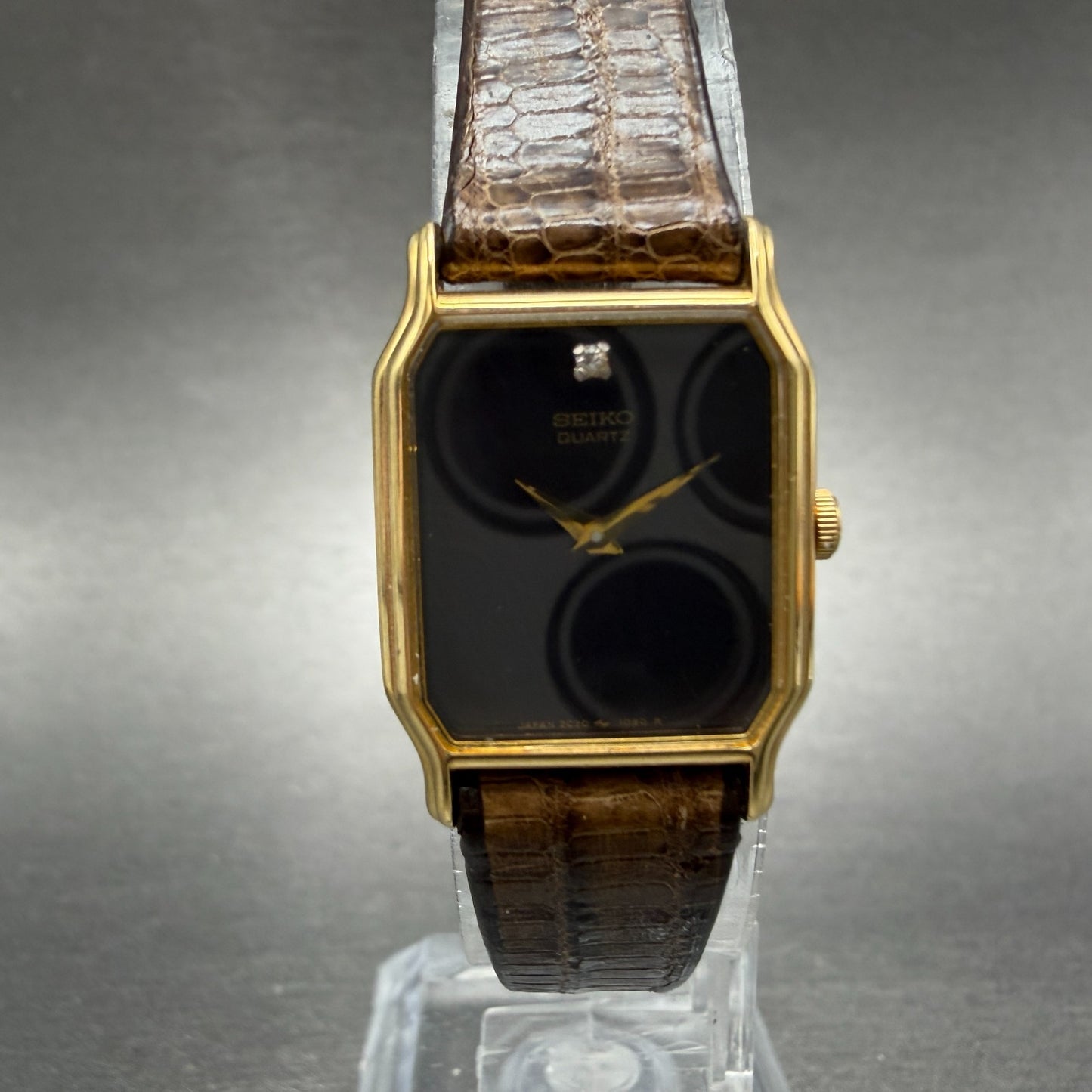 Seiko Watch Women 18mm Brown Dial Gold Tone Octagon 2C20-5509 New Battery NOS0
