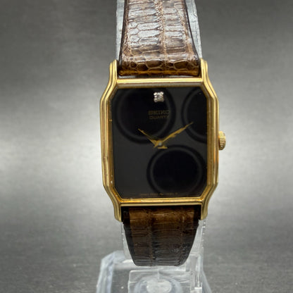 Seiko Watch Women 18mm Brown Dial Gold Tone Octagon 2C20-5509 New Battery NOS0