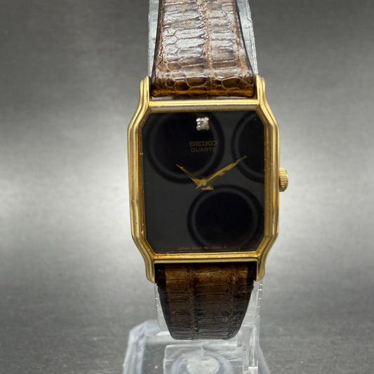 Seiko Watch Women 18mm Brown Dial Gold Tone Octagon 2C20-5509 New Battery NOS0