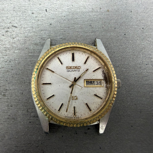 Seiko President Watch Men 36mm White Dial Two Tone Daydate 6923-8089 PARTS0
