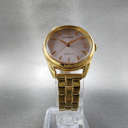 Citizen EcoDrive Watch Women 27mm White Dial Gold Tone Round EM068274A Works5