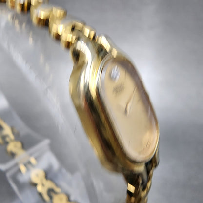 Seiko Watch Women 13mm Champagne Dial Gold Tone Oval 1e20-6039 New Battery