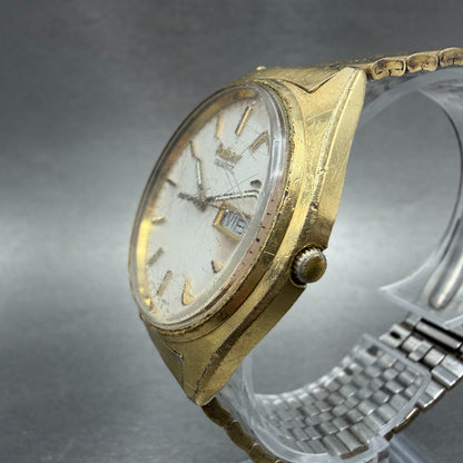 Seiko Pulsar Watch Men 36mm White Dial Gold Tone Daydate V563-8049 New Batt2