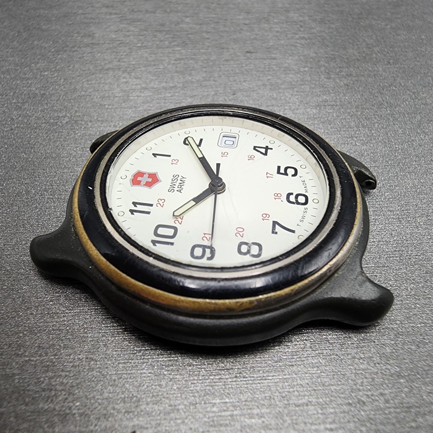 Victorinox Swiss Army Watch Men 39mm White Dial Black Tone Date Round PARTS4