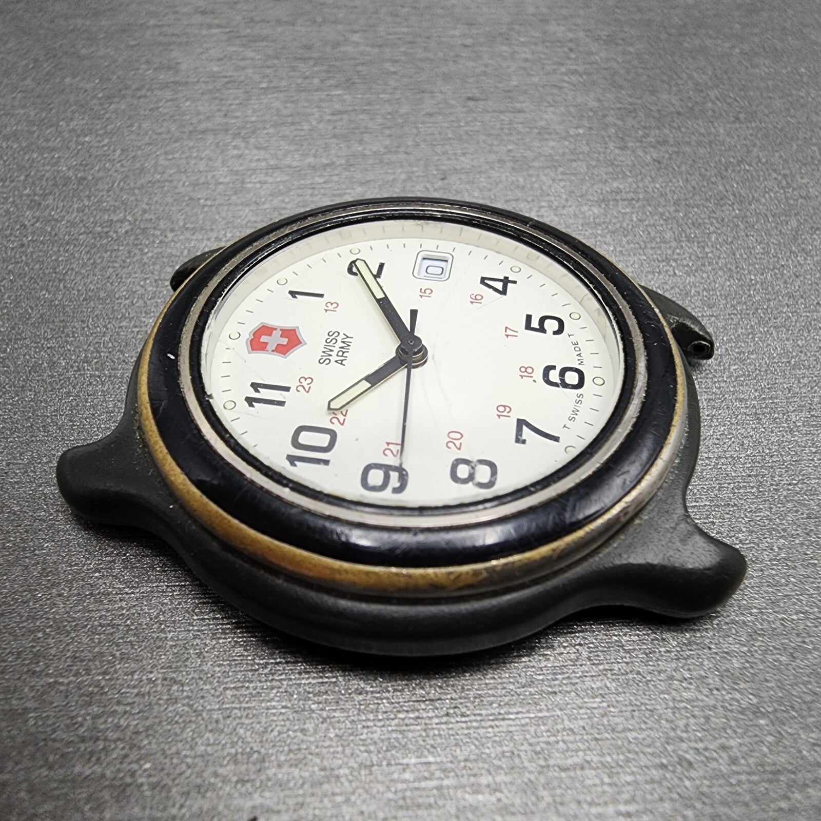 Victorinox Swiss Army Watch Men 39mm White Dial Black Tone Date Round PARTS4