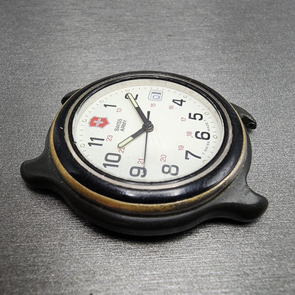 Victorinox Swiss Army Watch Men 39mm White Dial Black Tone Date Round PARTS4