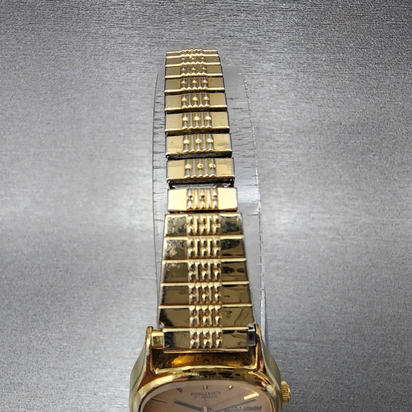 VTG Seiko SQ Watch Women 22mm Gold Dial Gold Tone Daydate Oval 34235040 NewBatt4
