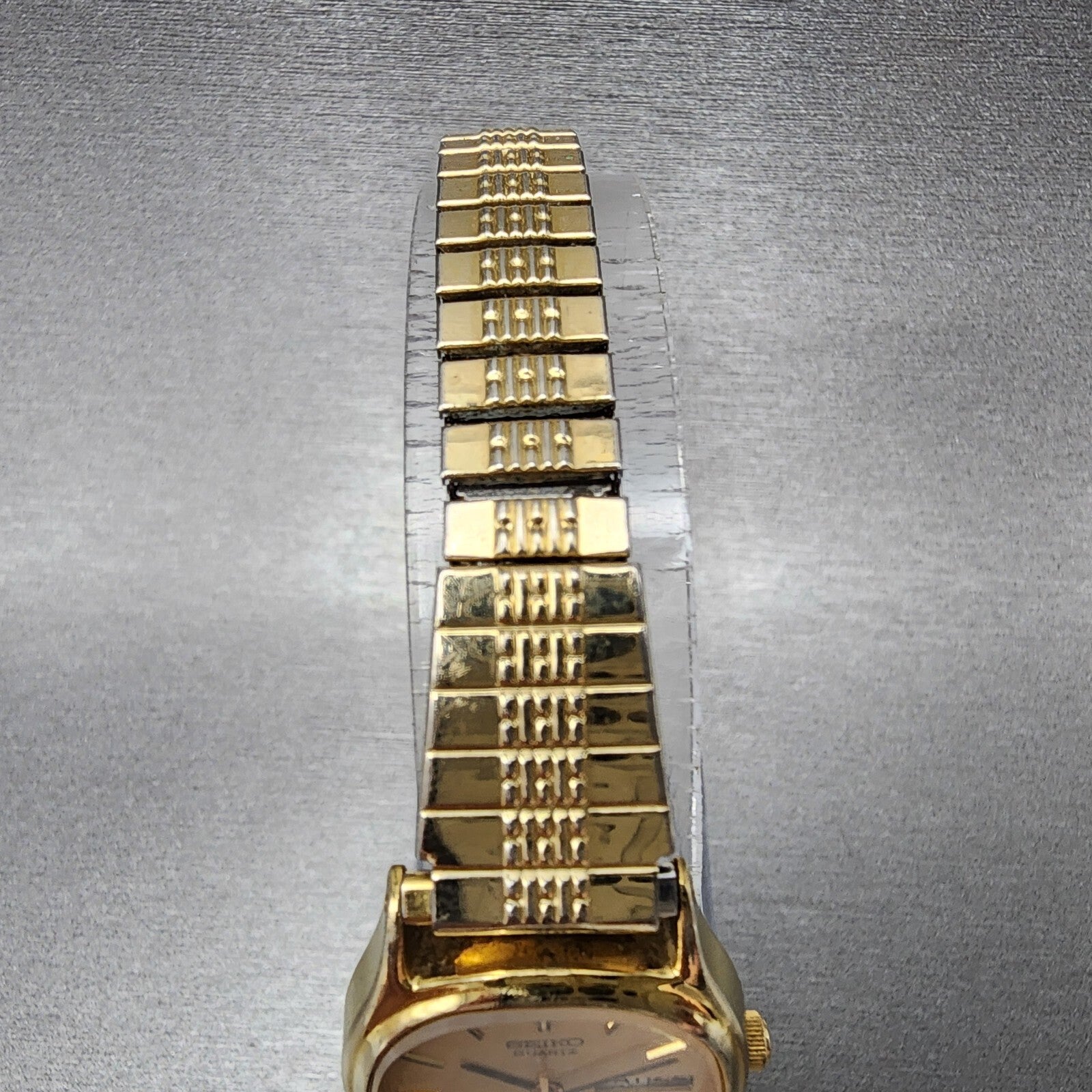 VTG Seiko SQ Watch Women 22mm Gold Dial Gold Tone Daydate Oval 34235040 NewBatt4