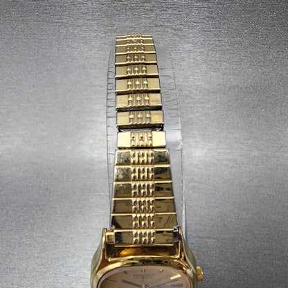 VTG Seiko SQ Watch Women 22mm Gold Dial Gold Tone Daydate Oval 34235040 NewBatt4