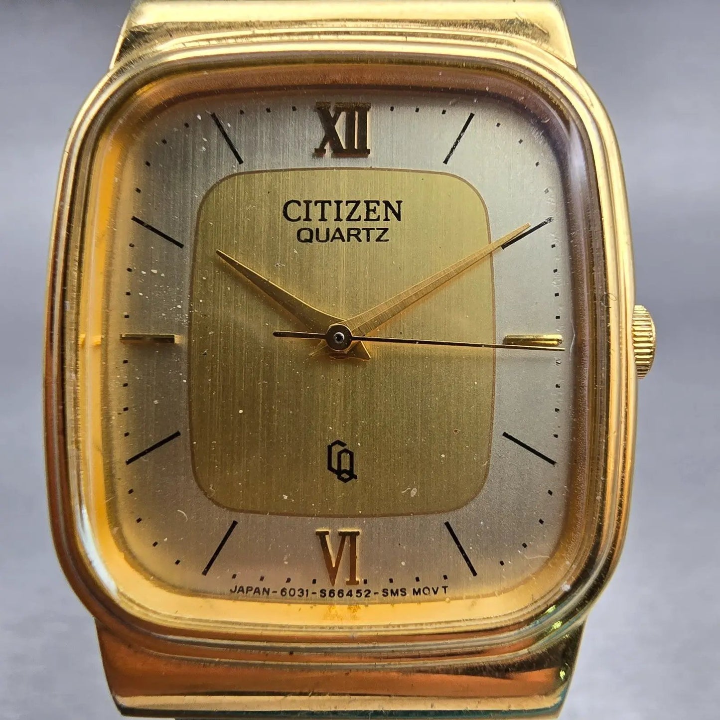 Citizen CQ Watch Men 27mm Gold Dial Gold Tone Rectangle 6031-S23691 New Battery1