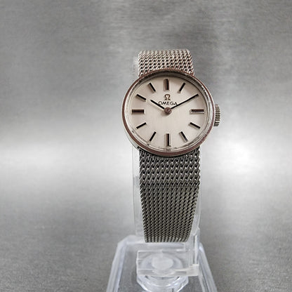 Omega Watch Women 15mm Silver Dial 14K Gold Filled Round Manual Wind Cal 4855