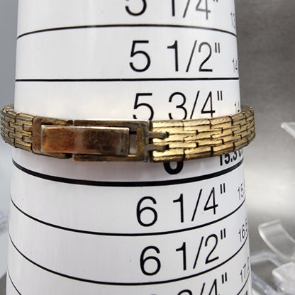 VTG Bulova Watch Women 16mm Black Dial Gold Tone Rectangle 6971 New Battery10