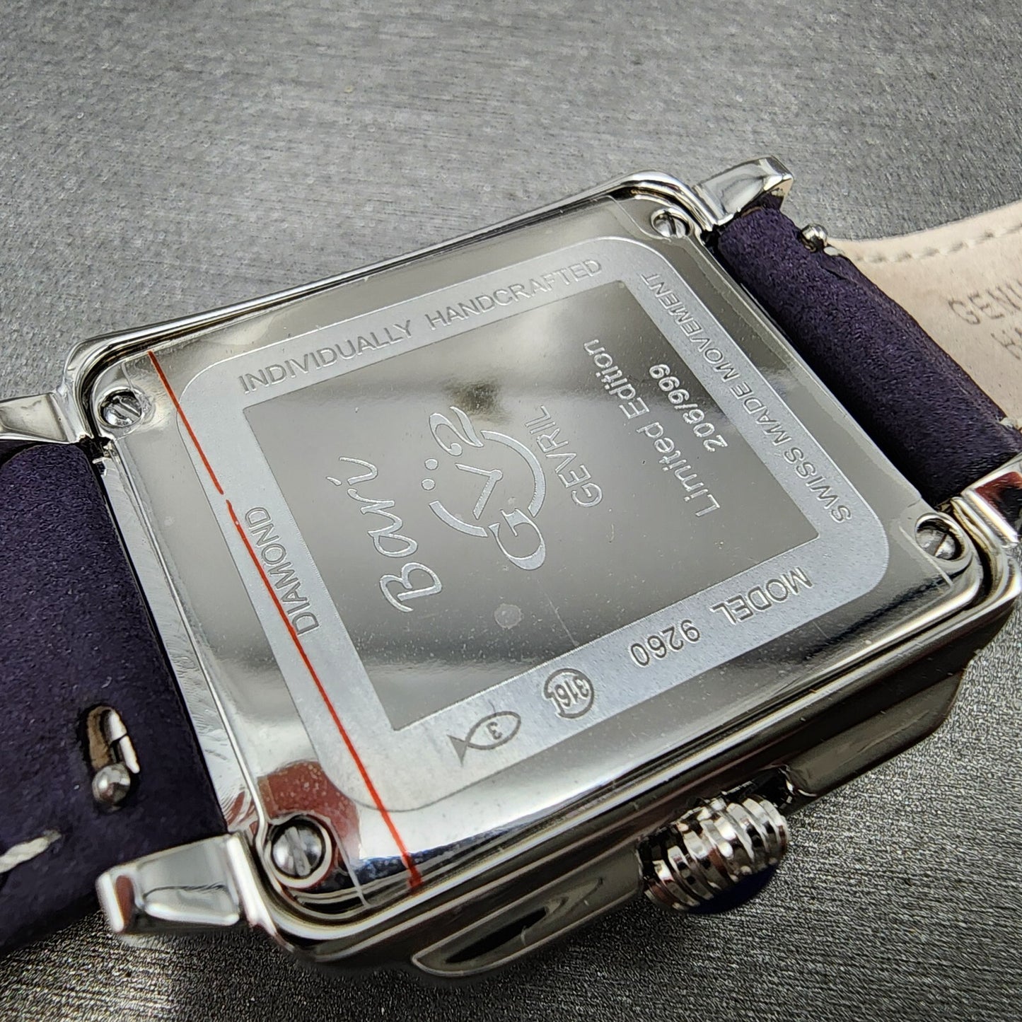 Gevril GV2 Bari Viva Tank Watch Women 32mm MOP Dial Steel Diamond Rectangle 92609