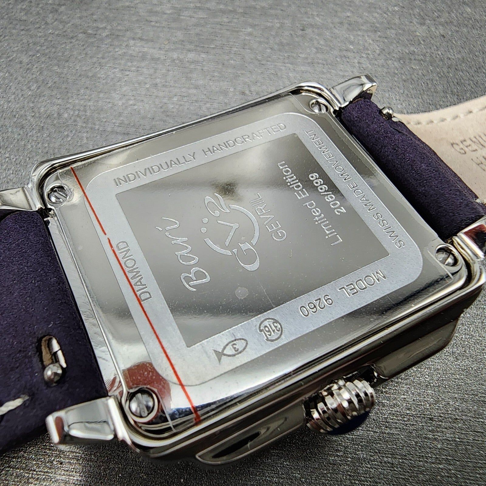 Gevril GV2 Bari Viva Tank Watch Women 32mm MOP Dial Steel Diamond Rectangle 92609