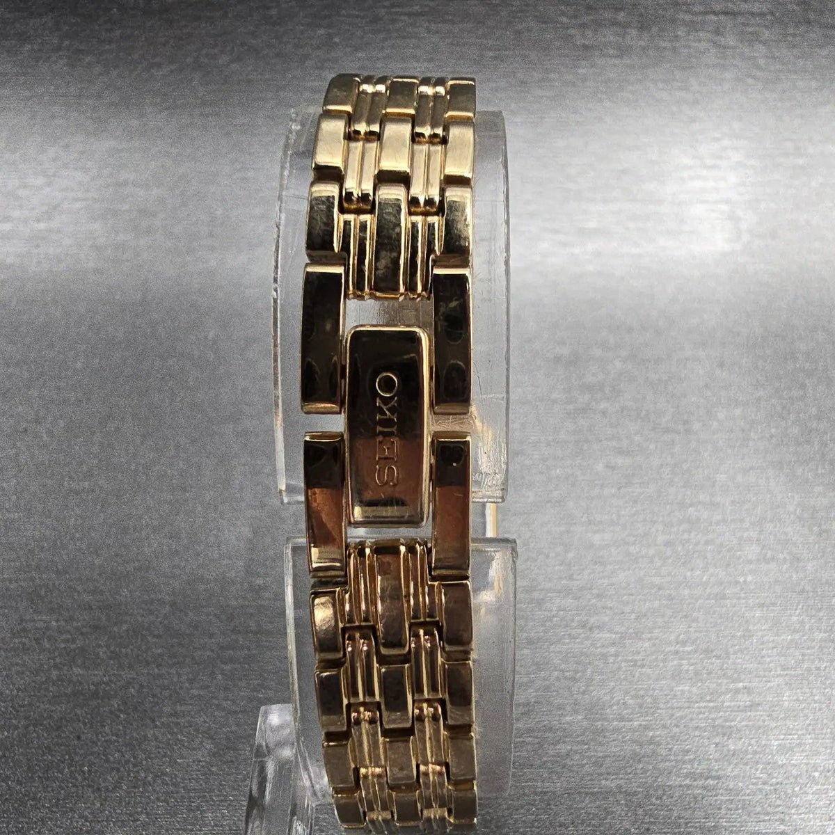 Seiko Tank Watch Women 17mm Champagne Dial Gold Tone Rectangle 1N01-0FH0 NewBatH7