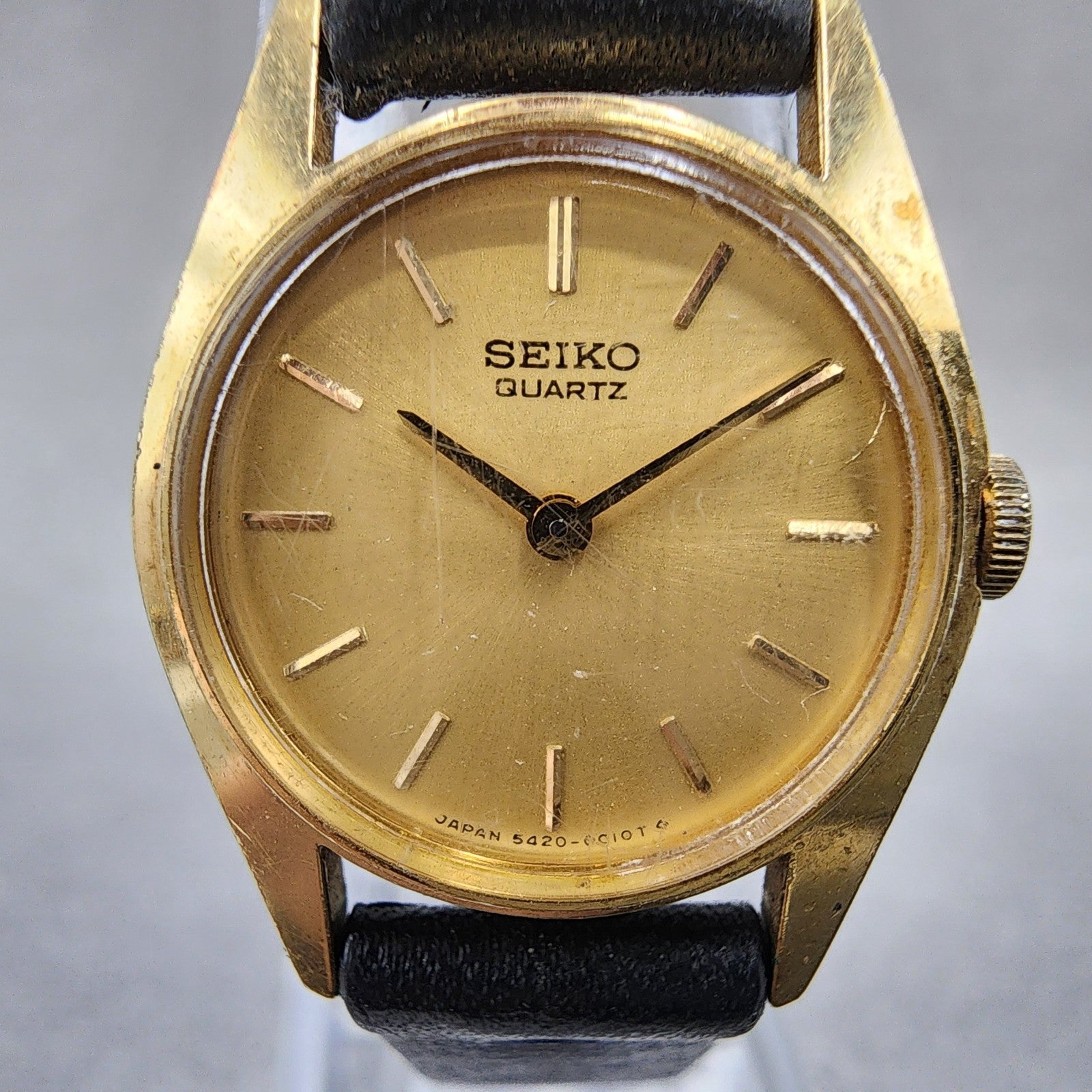Seiko Watch Women 20mm Champagne Dial Gold Tone Round 54200090 New Battery1