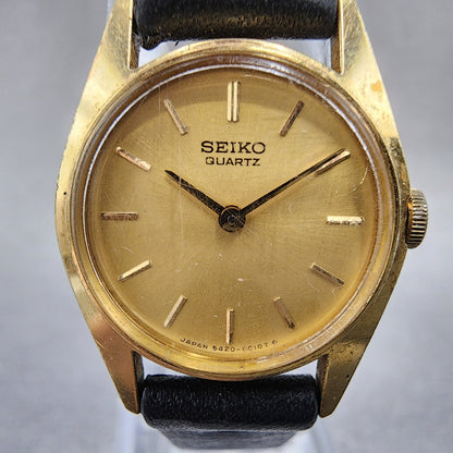 Seiko Watch Women 20mm Champagne Dial Gold Tone Round 54200090 New Battery1