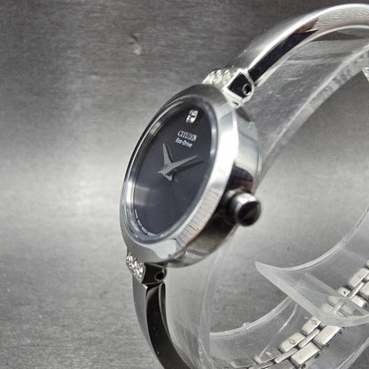 Citizen Eco-Drive Watch Women 21mm Black Dial Silver Tone B023-S067090 Runs2