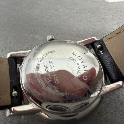 Movado Museum Watch Women 28mm Black Dial Steel Round 0607274 New Battery10