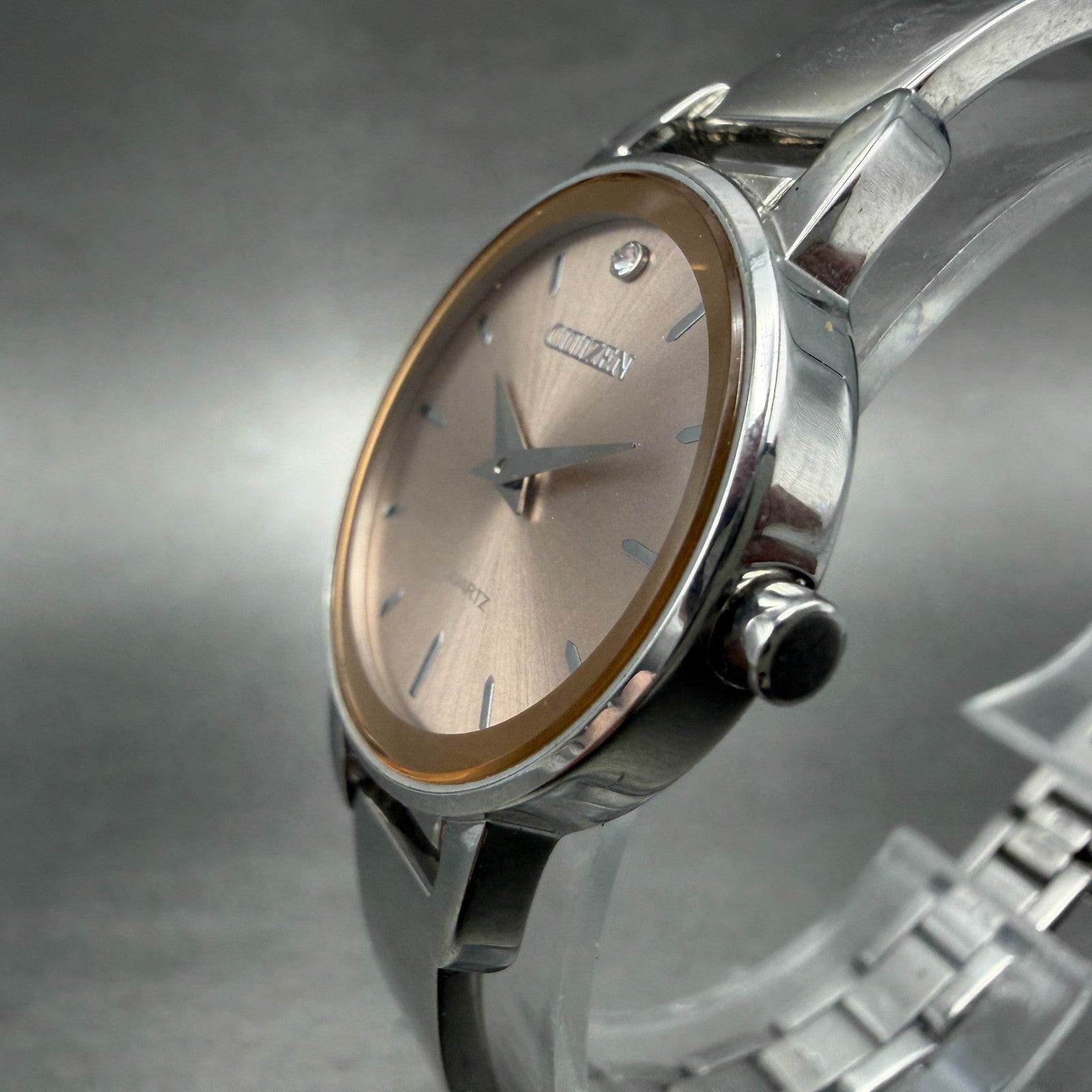 Citizen Watch Women 26mm Rose Dial Silver Tone Round 9627-S121655 New Battery2