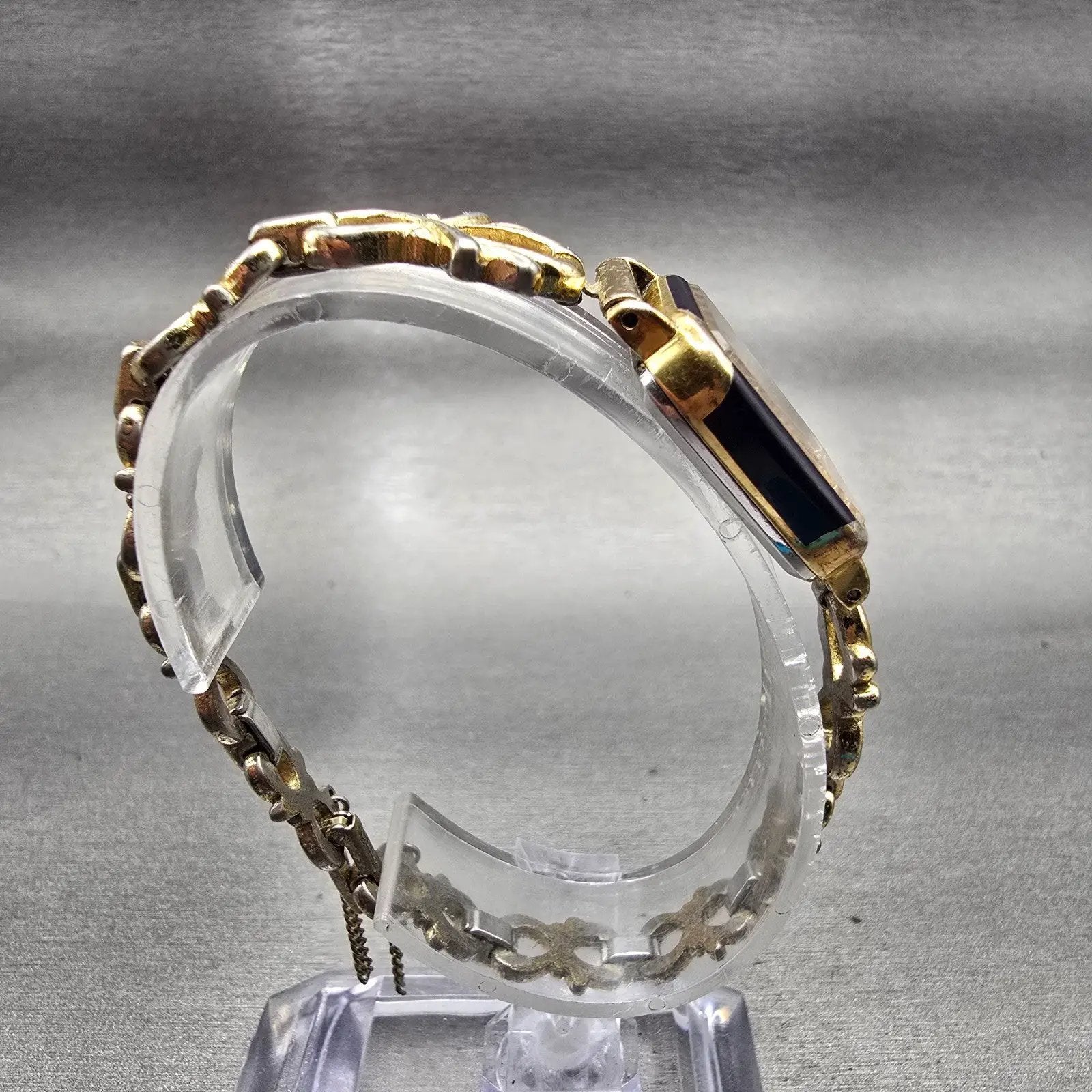 Seiko Watch Women 19mm Gold Dial Gold Tone Rectangle 5421-5160 New Battery VTG8