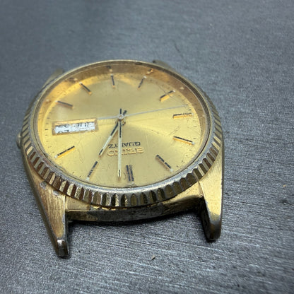 Seiko President Watch Men 37mm Gold Dial Gold Tone Daydate 7N43-8110 PARTS VTG5