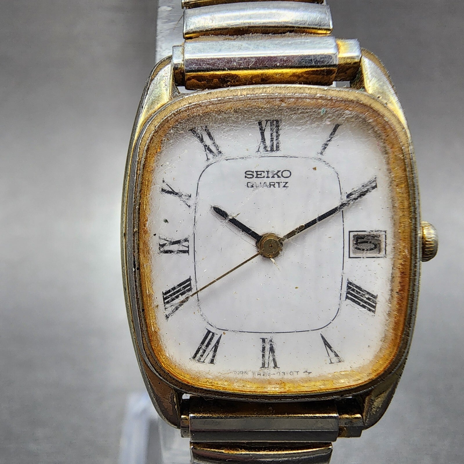 Seiko Watch Women 21mm White Dial Gold Tone Date 2a225080 New Battery READ!!!!!1