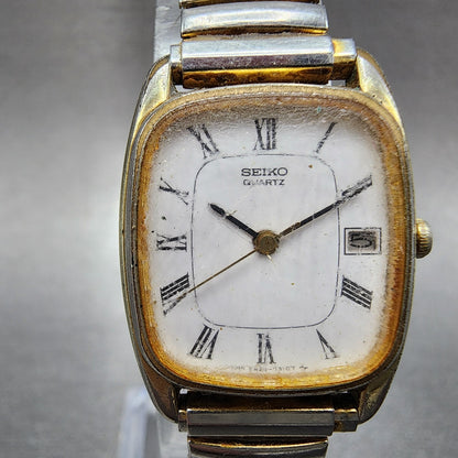 Seiko Watch Women 21mm White Dial Gold Tone Date 2a225080 New Battery READ!!!!!1