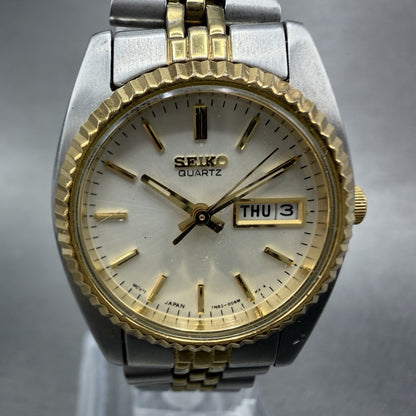 Seiko Watch Women 25mm White Dial Two Tone daydate Round 7n830041 New Batt AB561
