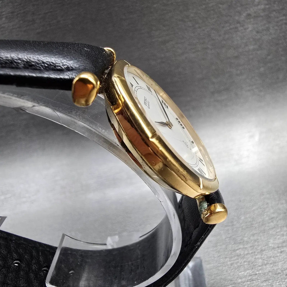 Seiko Watch Men 31mm White Dial Gold Tone Round 43-0170 New Battery Vintage3