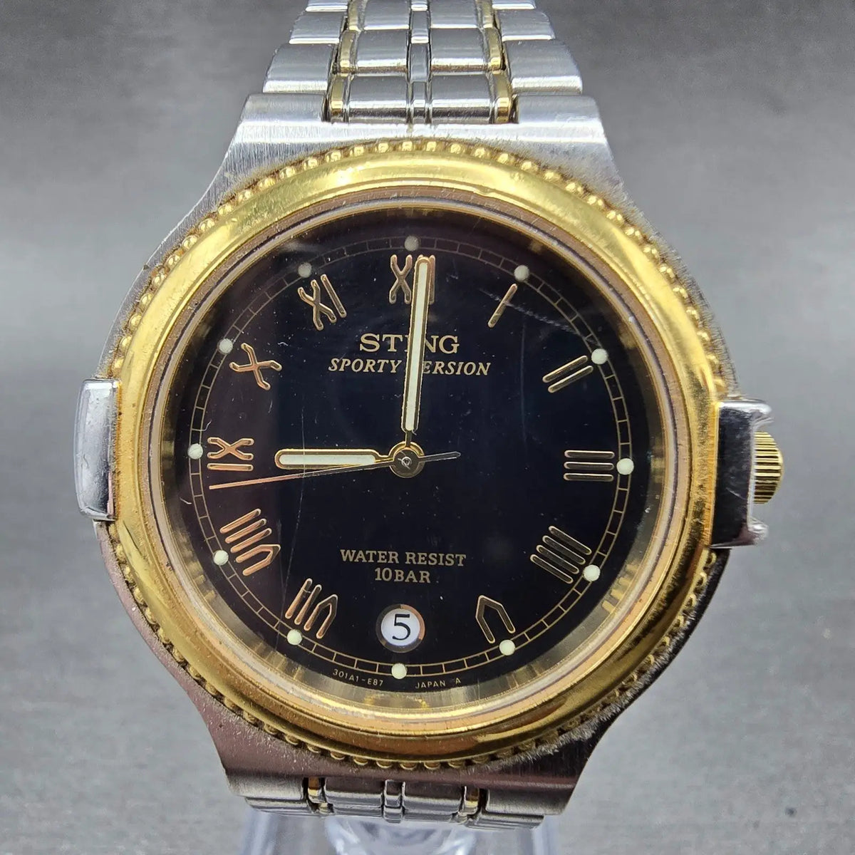 Casio Sting Watch Men 35mm Green Dial Two Tone Date Round STN-772W New Battery0