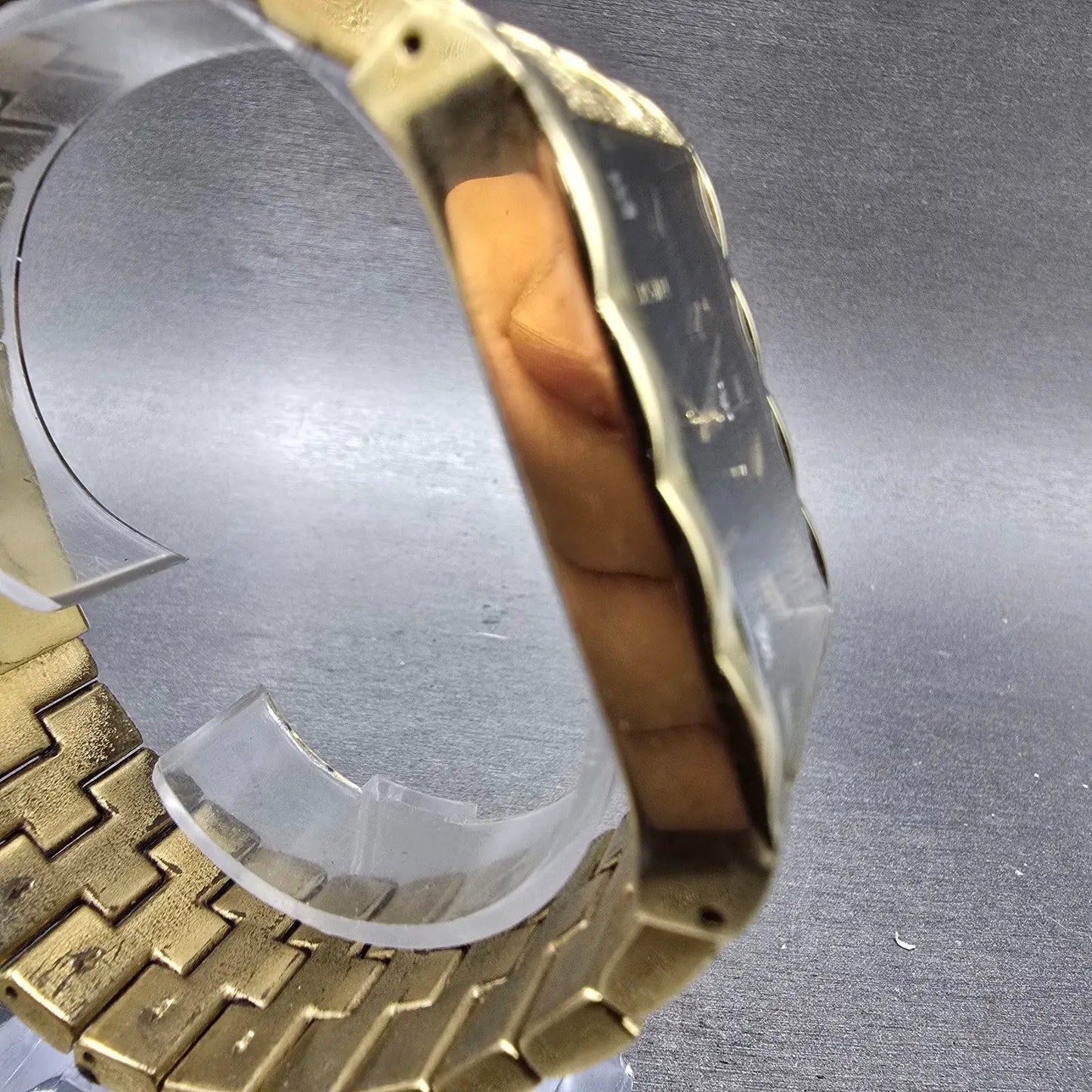 Elgin Tank Watch Men 31mm Black Dial Gold Tone Rectangle FG9031 New Battery3