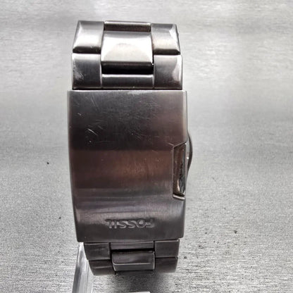 Fossil Machine Watch Men 45mm Black Dial Gray Tone Chrono Date FS4662 New Batt7