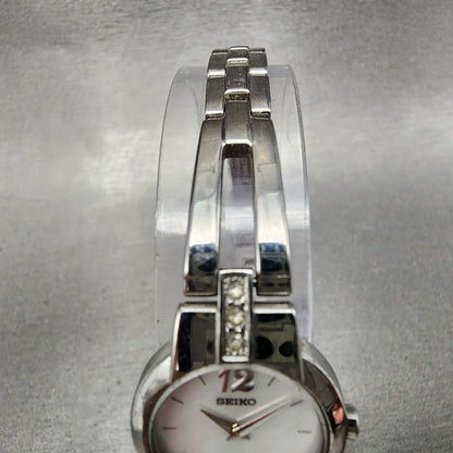 Seiko Watch Women 20mm MOP Dial Silver Tone Round 1N00-0SJ0 New Battery
