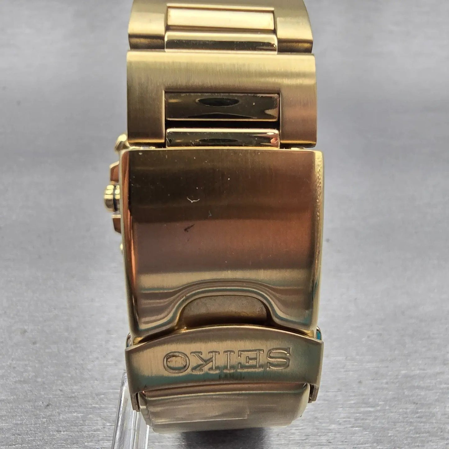 Seiko Flightmaster Chronograph Watch Men 45mm Black Dial Gold 7T62-0JR0 New Batt8