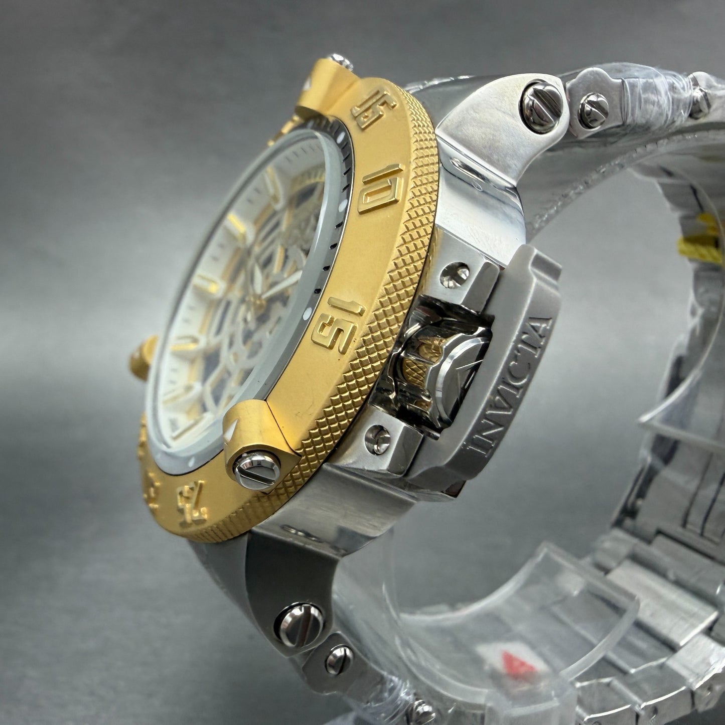 Invicta Subaqua Noma 3 Watch Men 50mm Gold Dial Silver Tone Round 16044 New Batt2