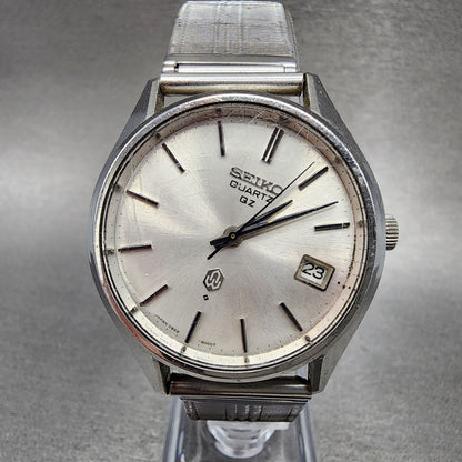 Seiko Quartz QZ Watch Men 36mm Silver Dial Steel Date Round 09228000 PARTS0